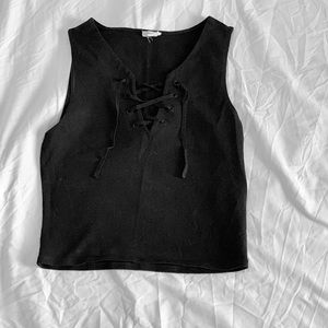 Lace Up Black Crop Top